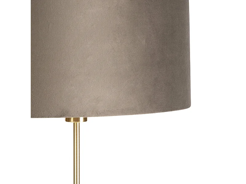Lampadaire or/laiton avec abat-jour en velours taupe 40/40 cm - Parte
