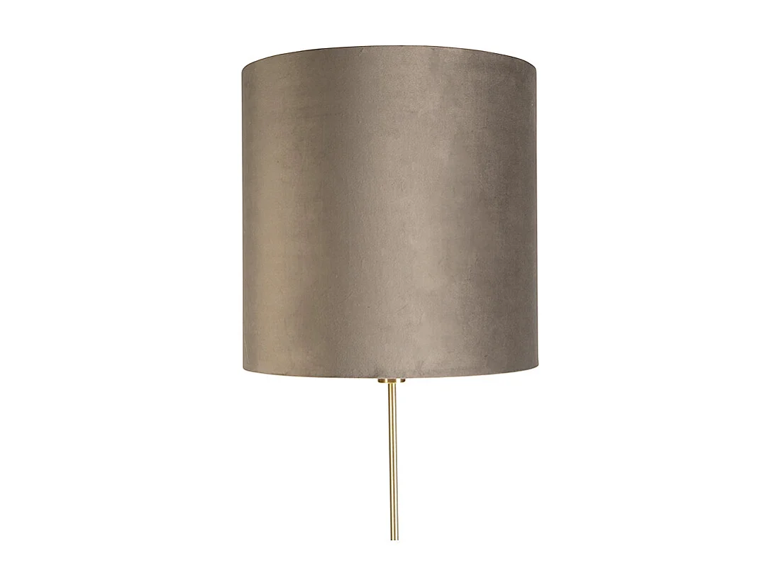 Lampadaire or/laiton avec abat-jour en velours taupe 40/40 cm - Parte