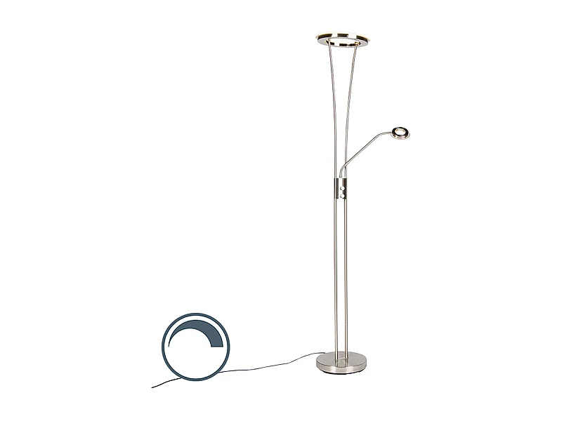 Lampadaire moderne en acier et verre avec bras de lecture LED - Divine