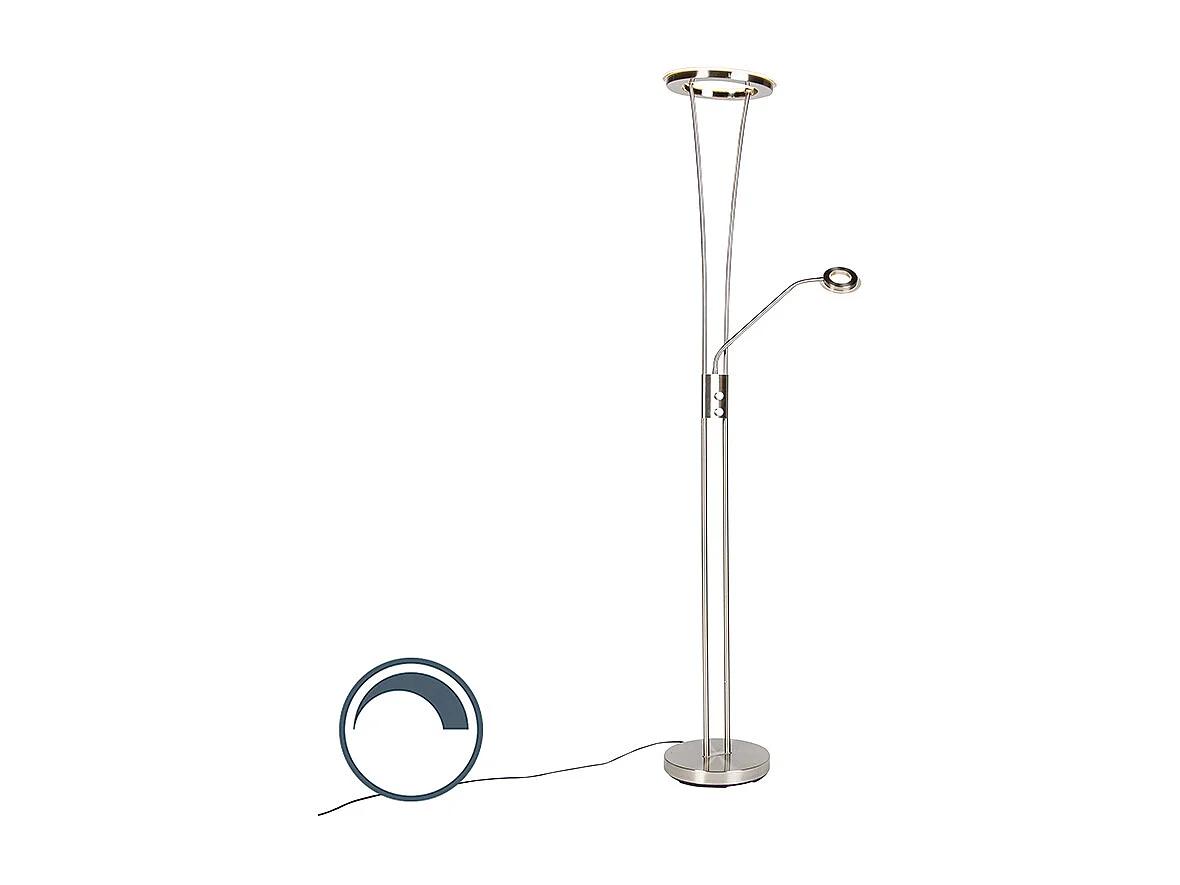 Lampadaire moderne en acier et verre avec bras de lecture LED - Divine