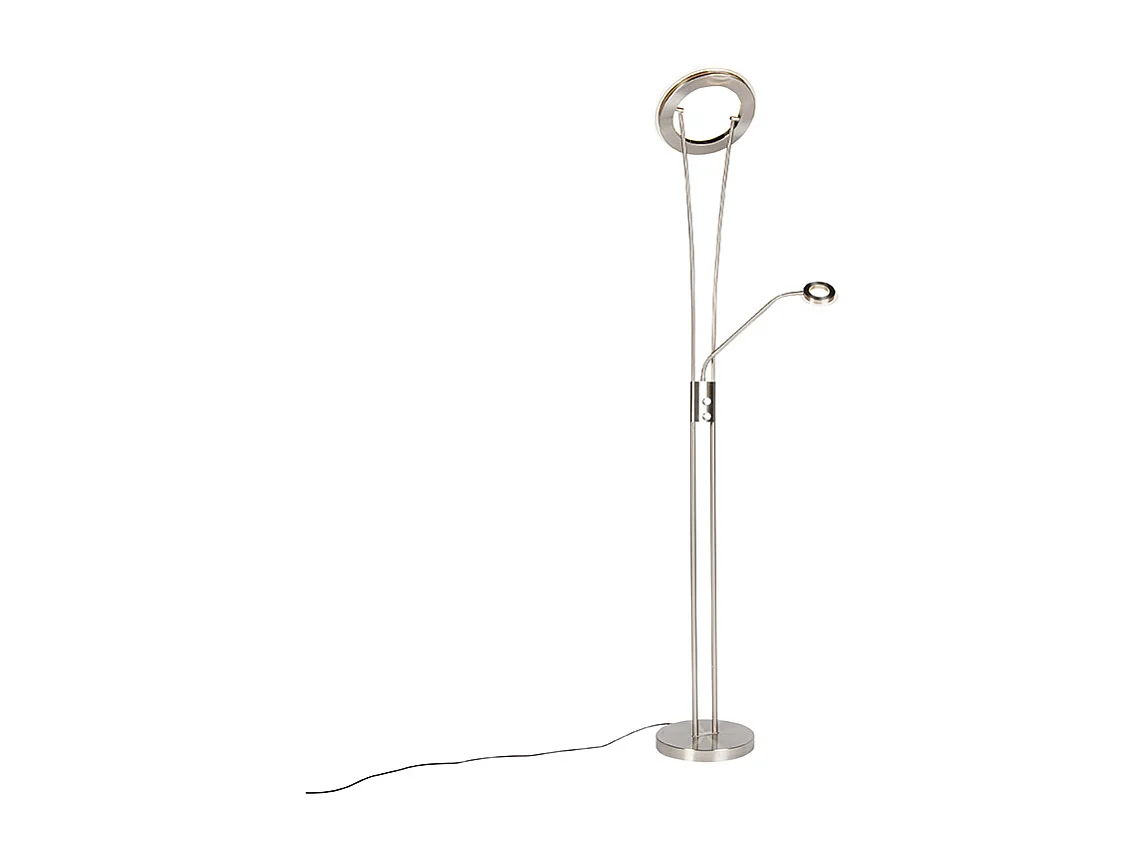 Lampadaire moderne en acier et verre avec bras de lecture LED - Divine