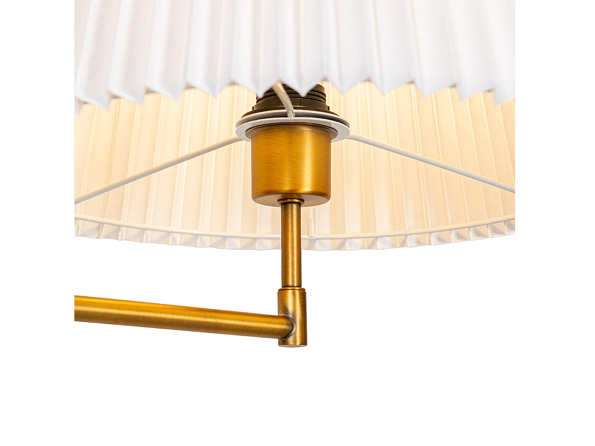 Lampadaire bronze avec abat-jour plissé blanc et bras réglable - Ladas Deluxe