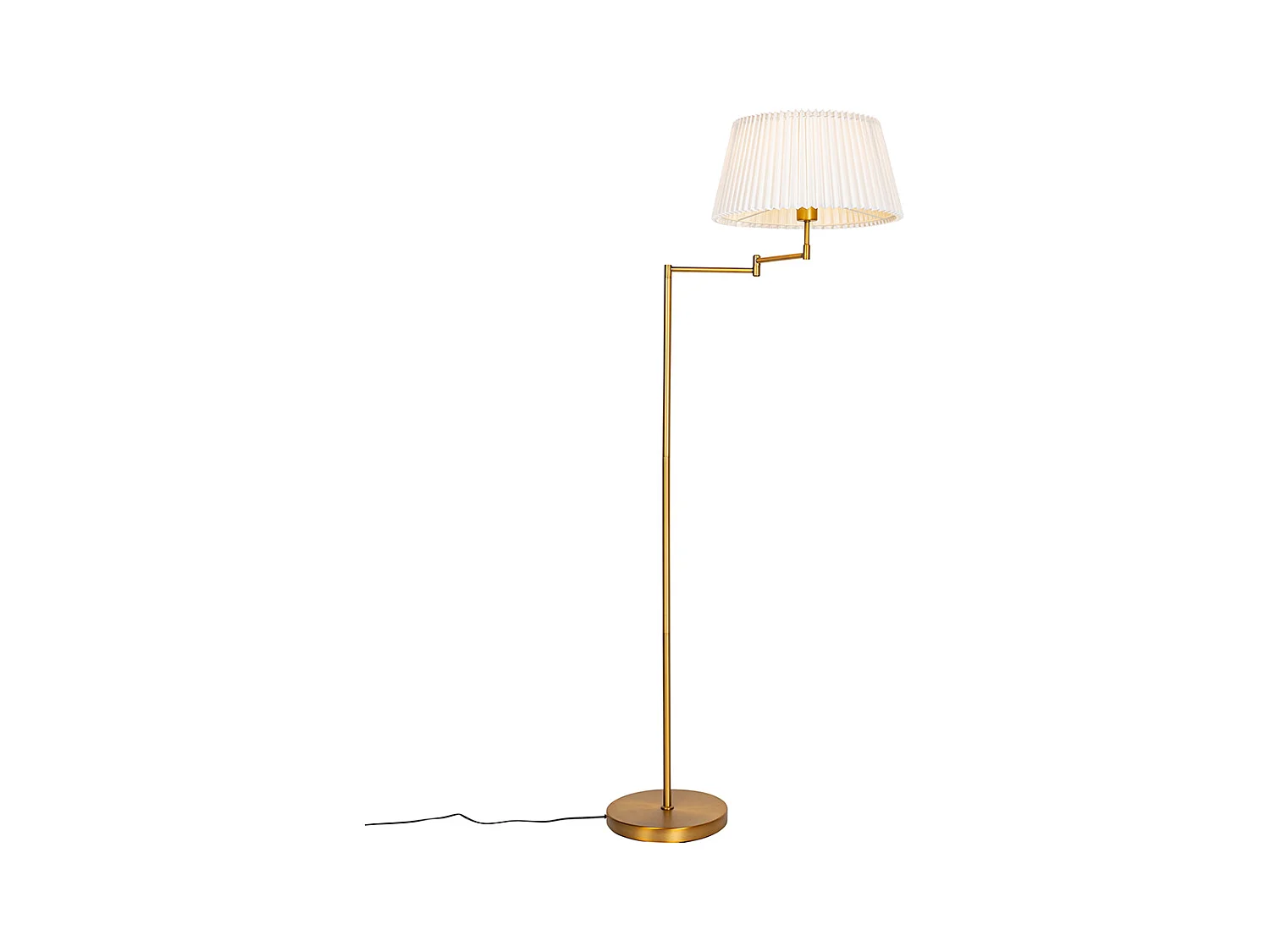 Lampadaire en bronze avec abat-jour plissé blanc et bras réglable - Ladas Deluxe