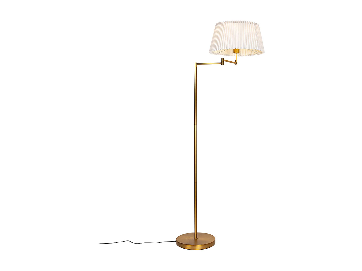 Lampadaire bronze avec abat-jour plissé blanc et bras réglable - Ladas Deluxe