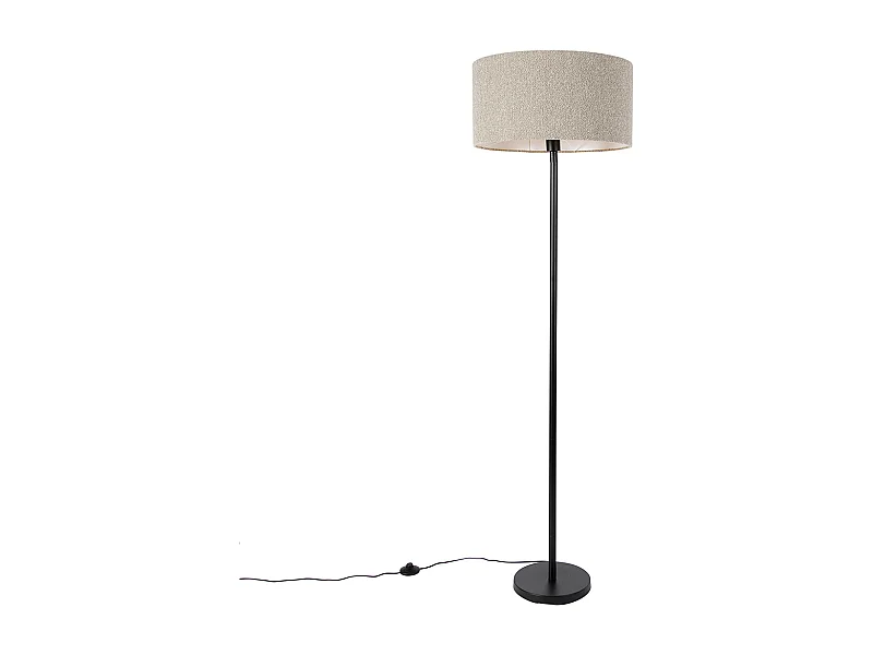 Lampadaire noir avec abat-jour bouclé taupe 50 cm - Simplo