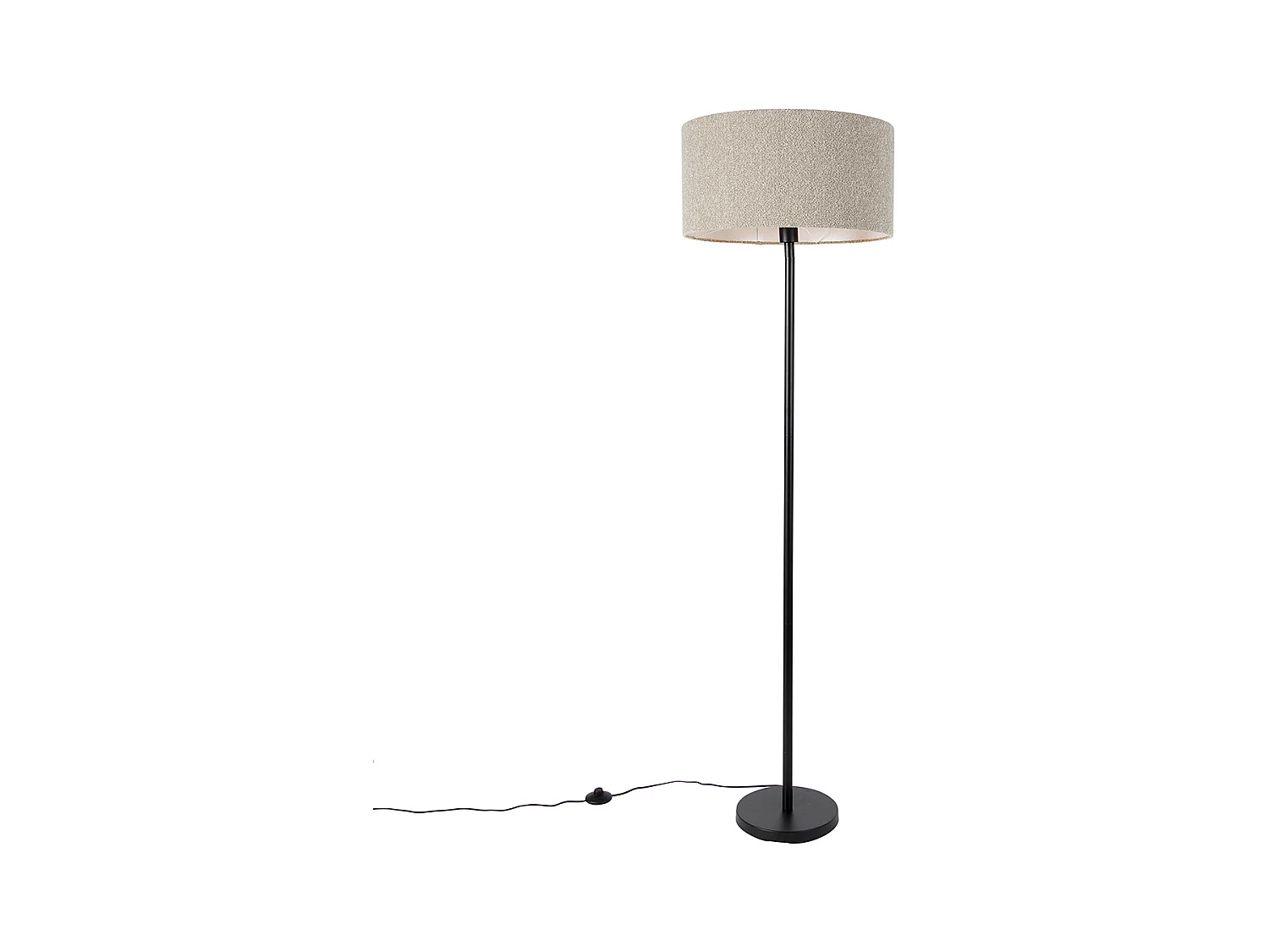 Lampadaire noir avec abat-jour bouclé taupe 50 cm - Simplo