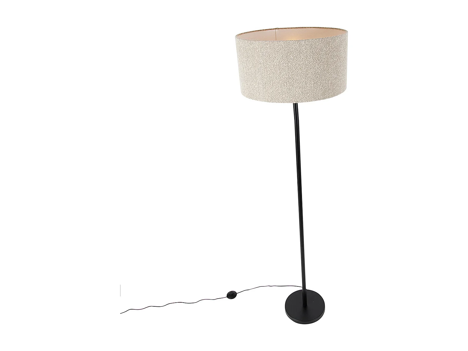 Lampadaire noir avec abat-jour bouclé taupe 50 cm - Simplo
