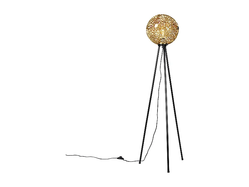 Lampadaire trépied Art déco doré - Maro