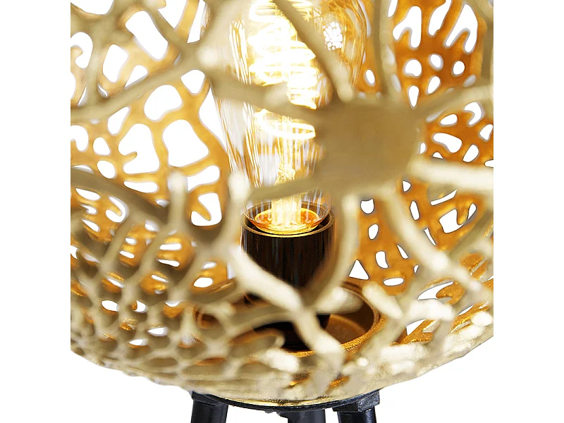 Lampadaire Art Déco trépied noir et doré - Maro