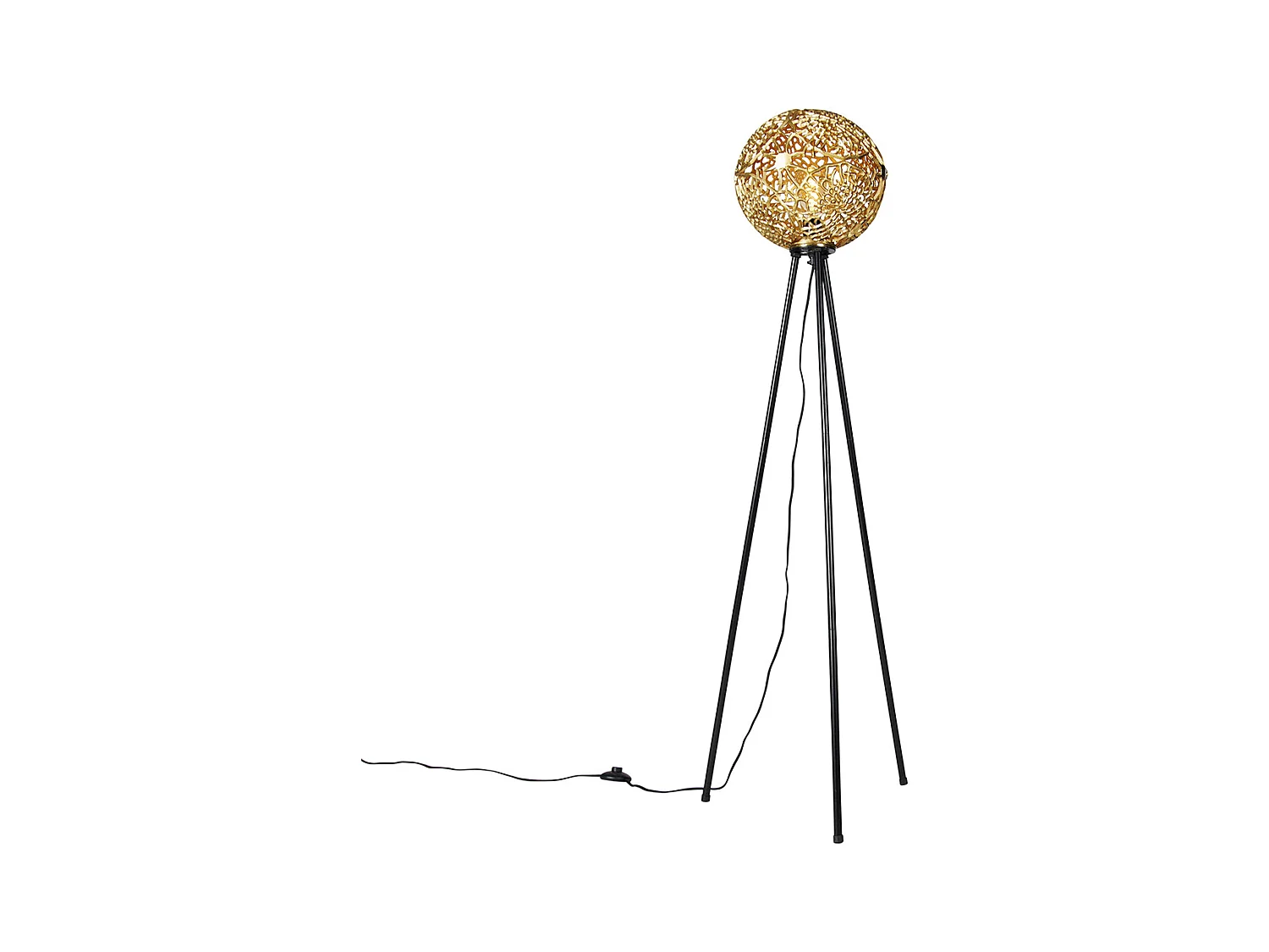 Lampadaire Art Déco trépied noir et doré - Maro