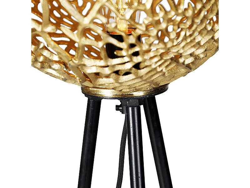 Lampadaire trépied Art déco doré - Maro