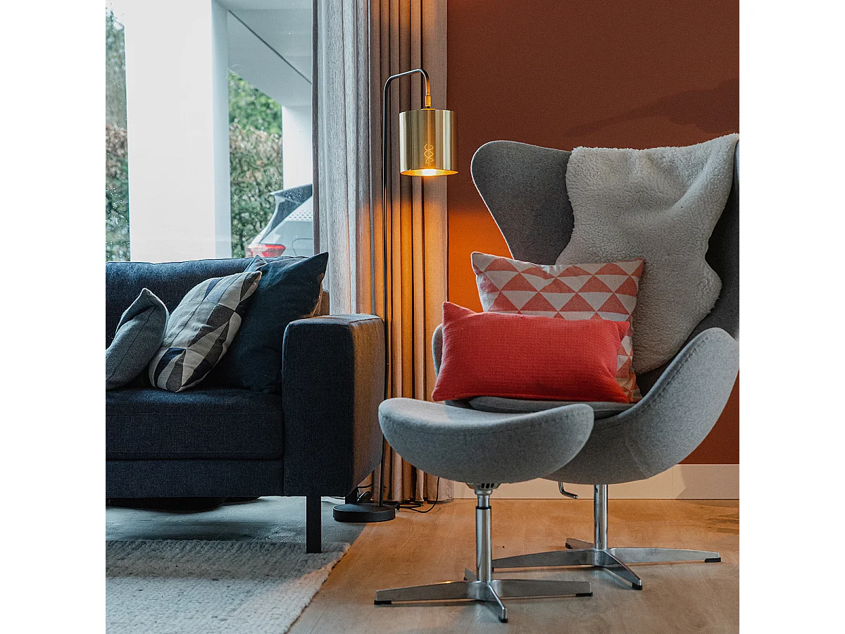 Lampadaire moderne noir avec or - Lofty