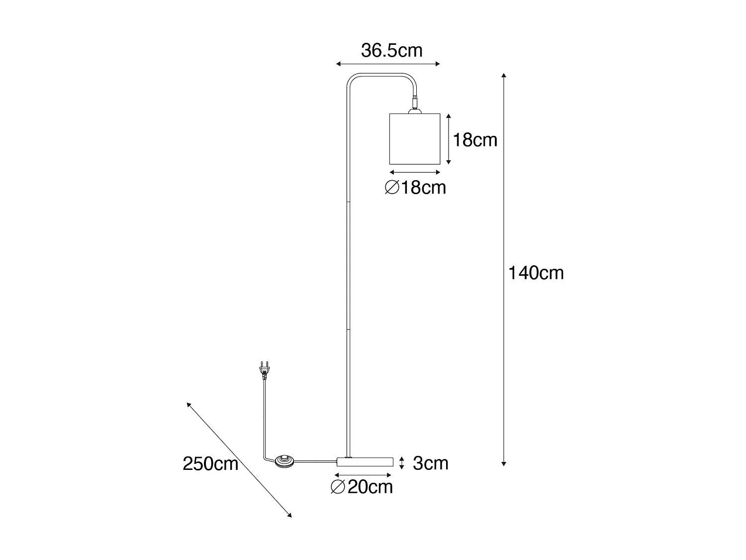 Lampadaire moderne noir avec or - Lofty
