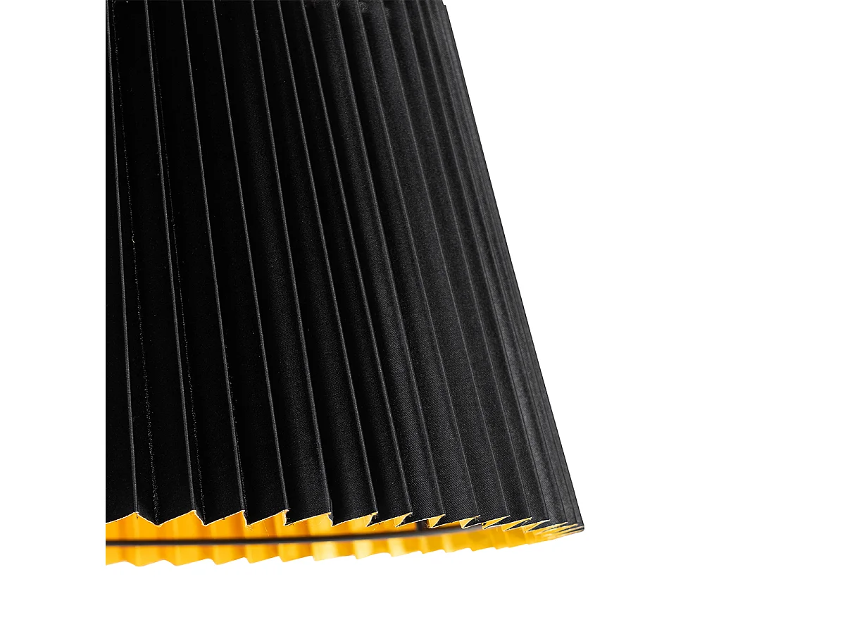 Lampadaire noir avec abat-jour plissé noir et bras réglable - Ladas Deluxe