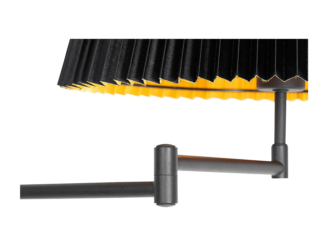 Lampadaire noir avec abat-jour plissé noir et bras réglable - Ladas Deluxe