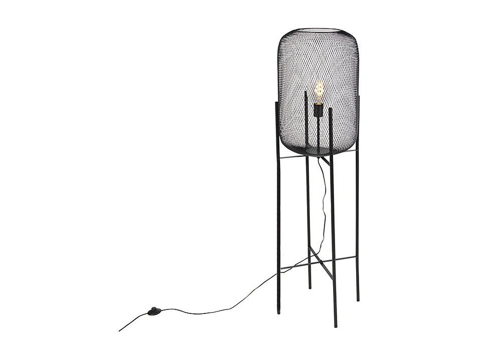 Lampadaire moderne noir 135cm - Bliss Mesh