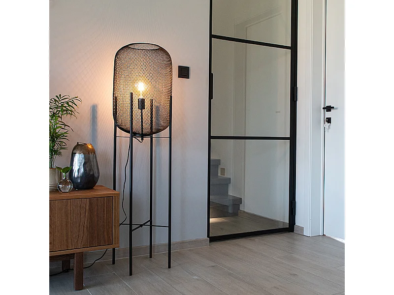 Lampadaire moderne noir 135cm - Bliss Mesh