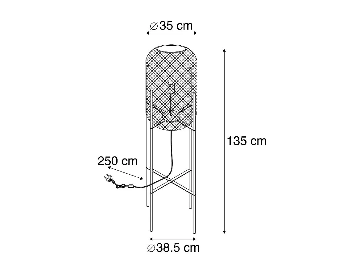 Lampadaire moderne noir - Bliss Mesh