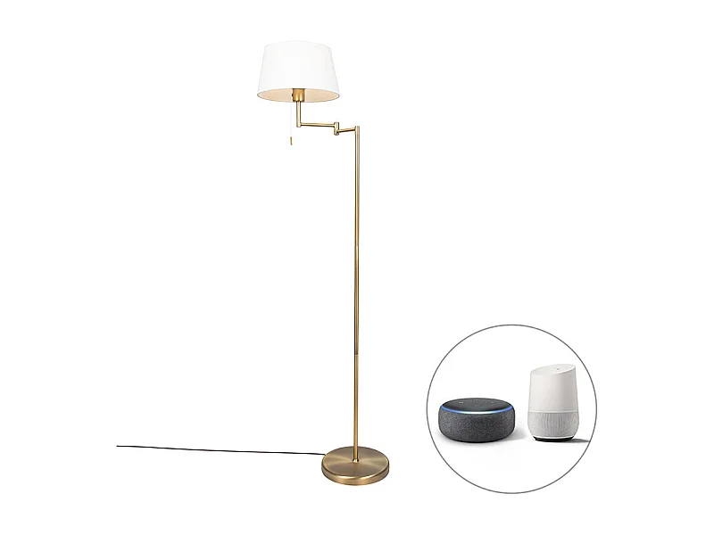 Lampadaire classique intelligent bronze avec blanc avec WiFi A60 - Ladas Fix