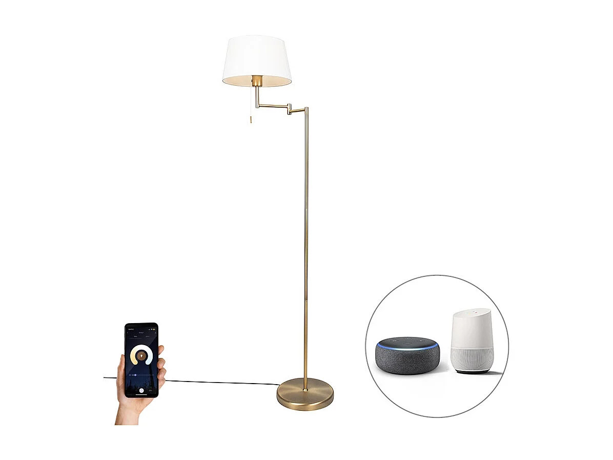 Lampadaire classique intelligent bronze avec blanc avec WiFi A60 - Ladas Fix