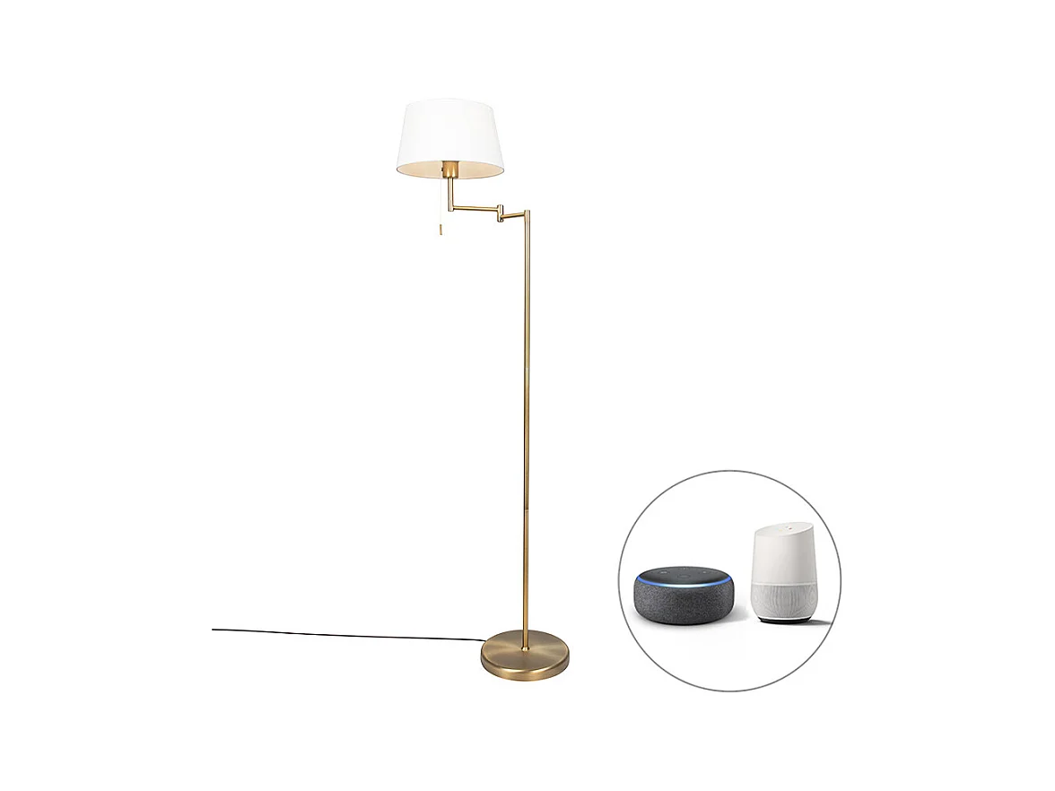 Lampadaire classique intelligent bronze avec blanc avec WiFi A60 - Ladas Fix