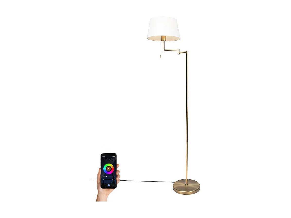 Lampadaire classique intelligent bronze avec blanc incluant WiFi A60 - Ladas Fix