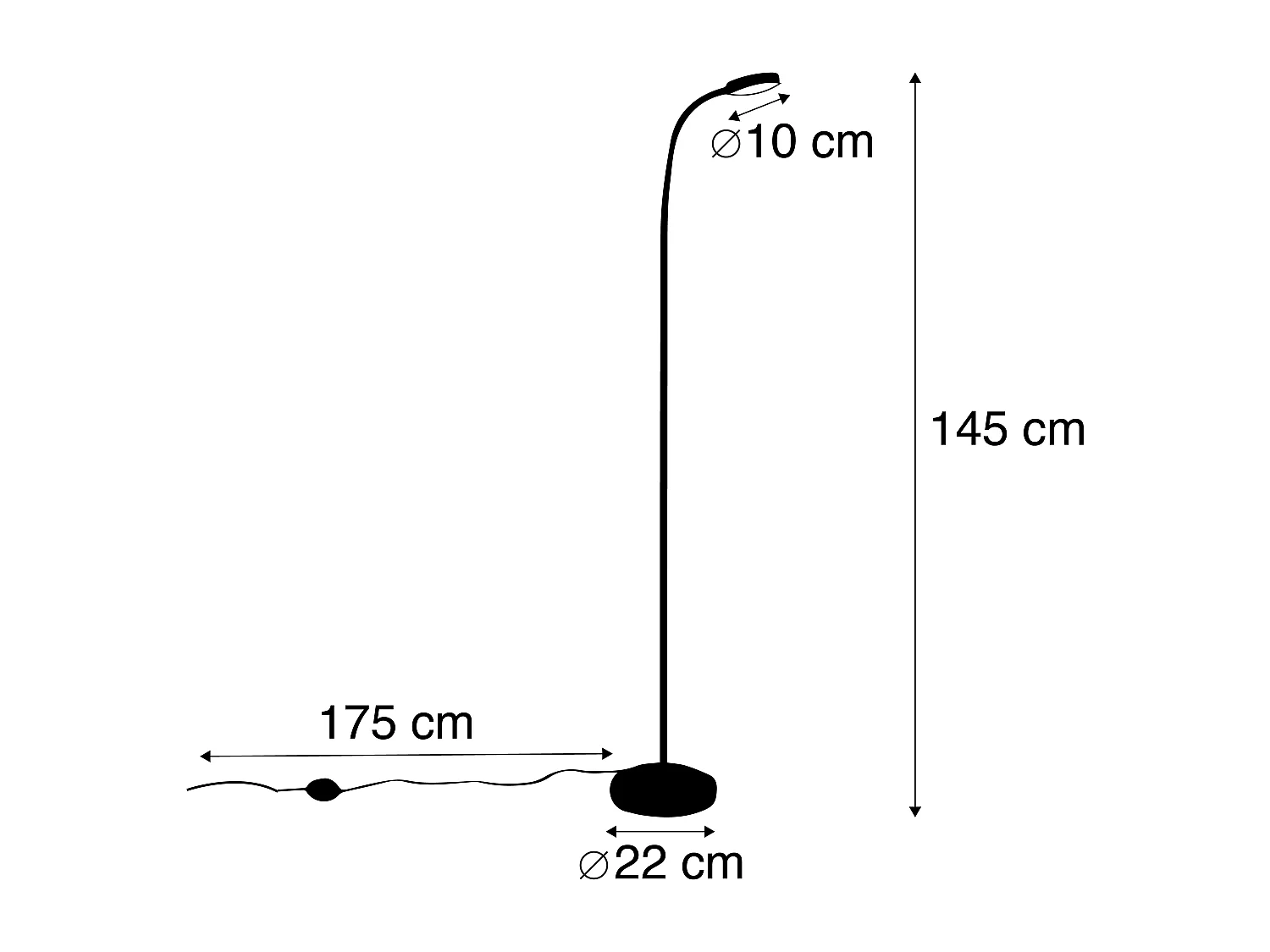 Lampadaire moderne noir avec LED réglable - Trax