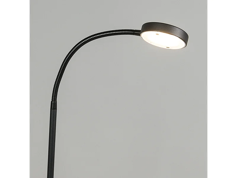 Lampadaire moderne noir avec LED réglable - Trax