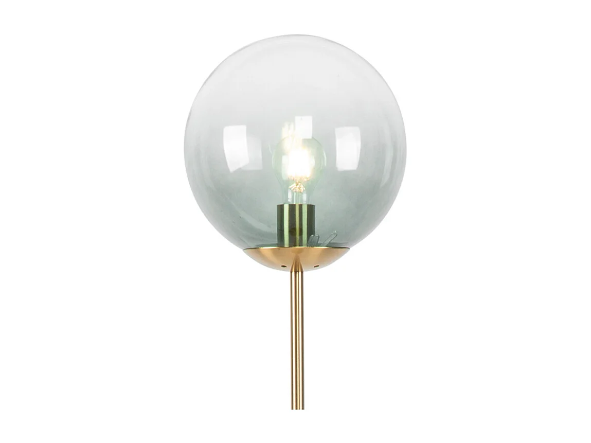 Lampadaire Art Déco en laiton avec verre vert - Pallon Mezzi
