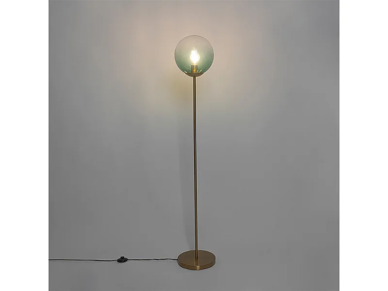 Lampadaire Art Déco en laiton avec verre vert - Pallon Mezzi