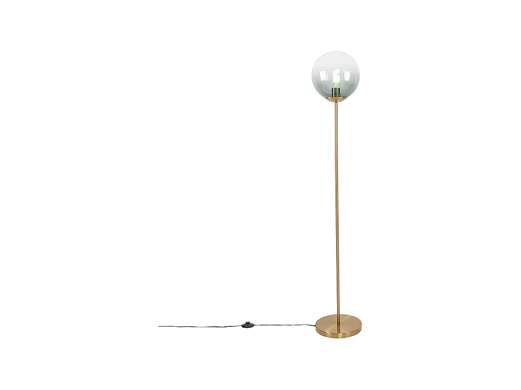 Lampadaire Art Déco en laiton avec verre vert - Pallon Mezzi