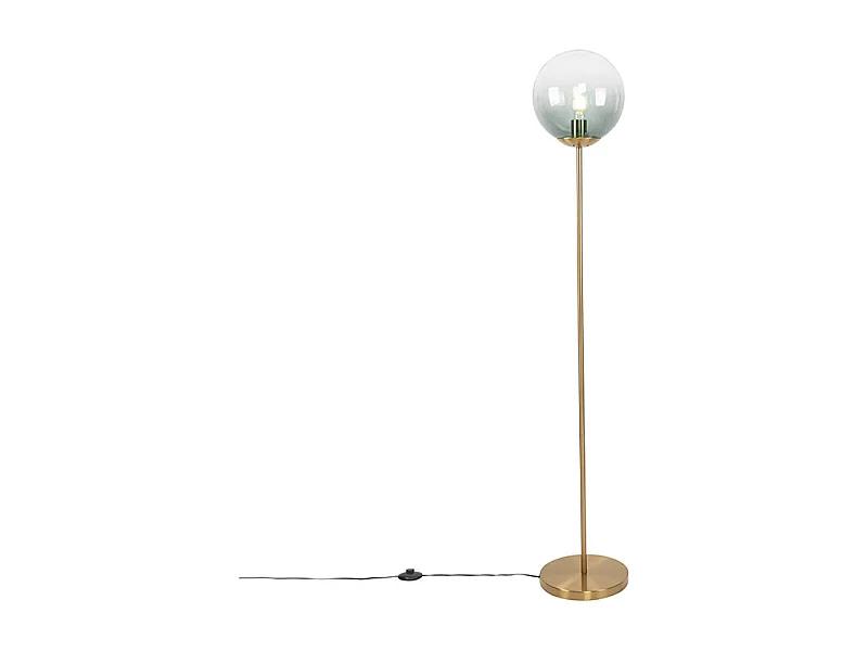 Lampadaire Art déco en laiton avec verre vert - Pallon