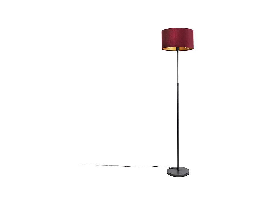 Lampadaire noir avec abat-jour en velours rouge avec or 35 cm - Parte
