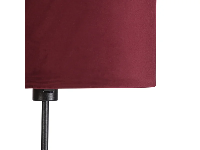 Lampadaire noir avec abat-jour en velours rouge et or 35 cm - Parte