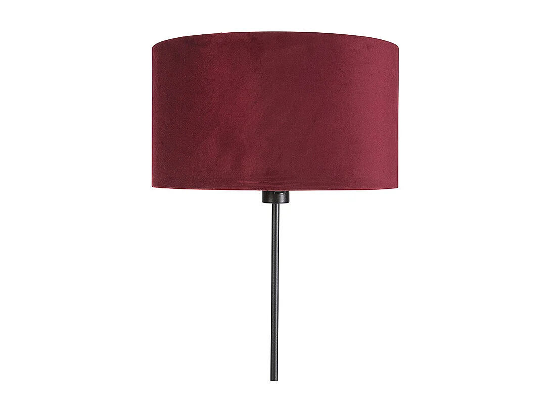 Lampadaire noir avec abat-jour en velours rouge et or 35 cm - Parte