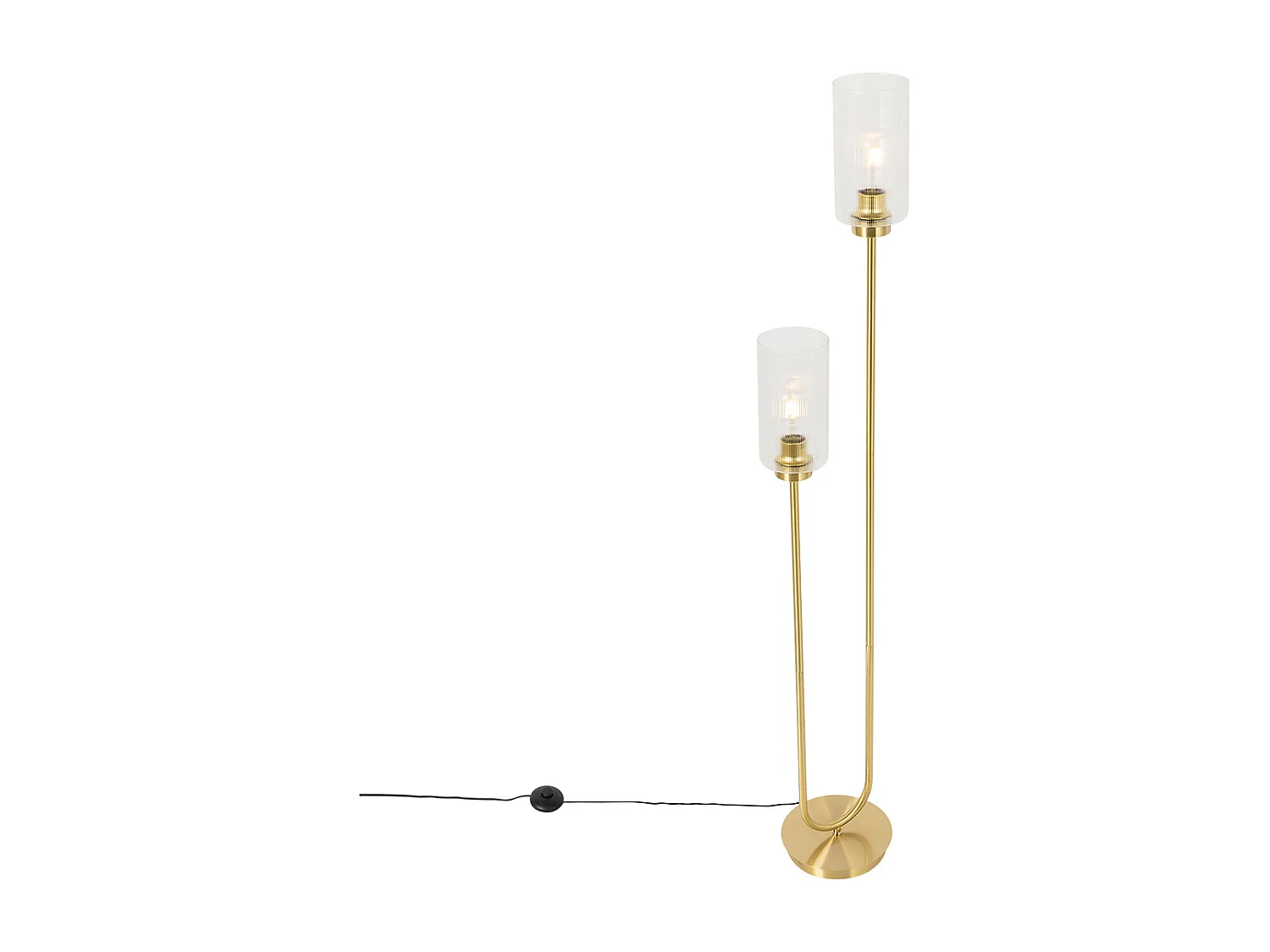 Lampadaire Art Déco doré avec verre 2 lumières - Laura