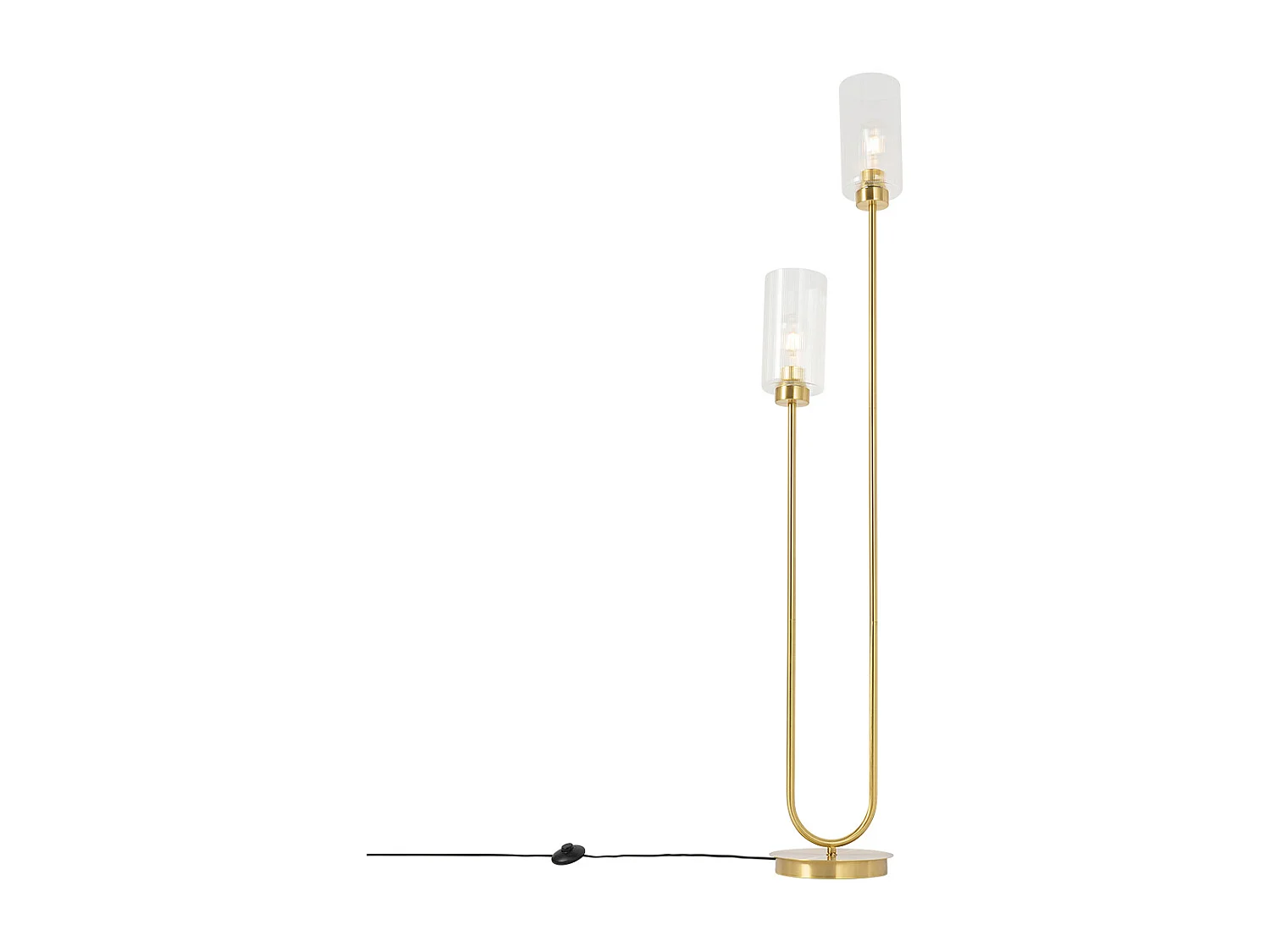 Lampadaire Art Déco doré avec verre 2 lumières - Laura