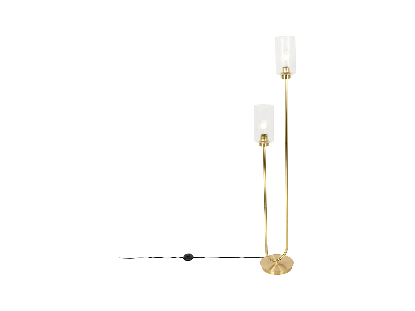Lampadaire Art Déco doré avec verre 2 lumières - Laura