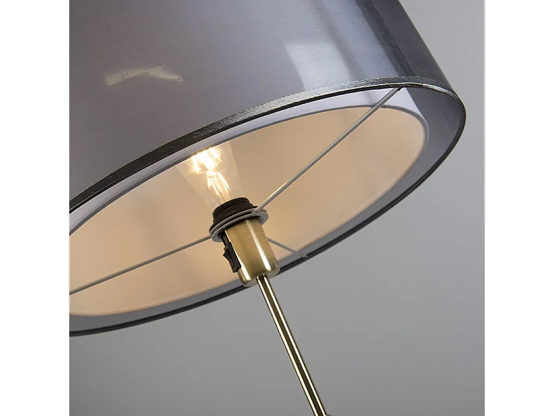 Lampadaire or / laiton avec abat-jour noir / blanc 47 cm - Parte