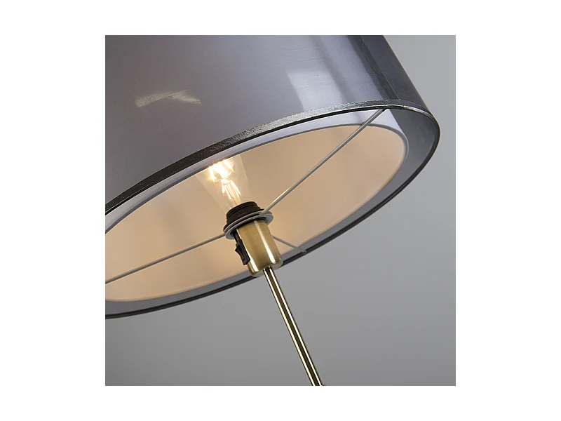 Lampadaire or / laiton avec abat-jour noir / blanc 47 cm - Parte