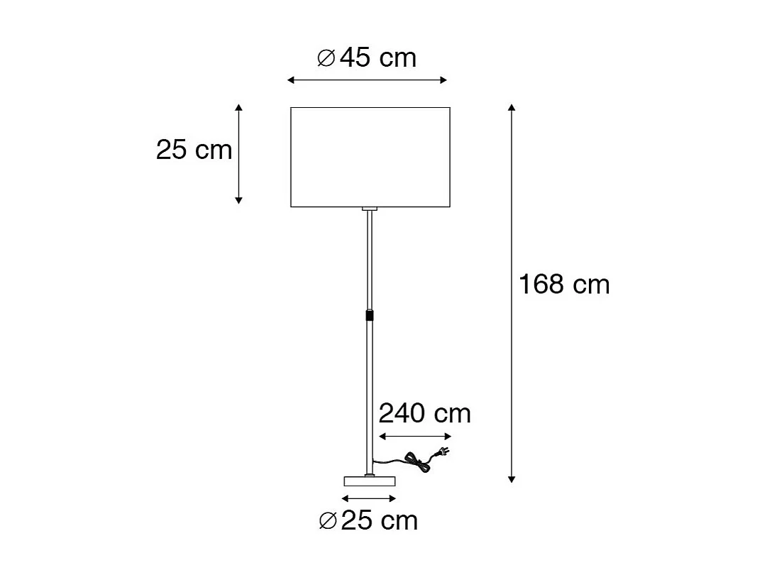 Lampadaire or / laiton avec abat-jour noir / blanc 47 cm - Parte