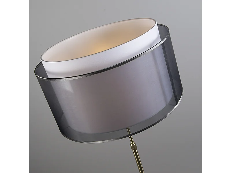 Lampadaire or / laiton avec abat-jour noir / blanc 47 cm - Parte