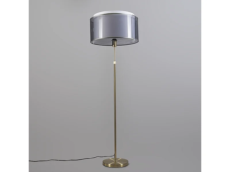 Lampadaire or / laiton avec abat-jour noir / blanc 47 cm - Parte