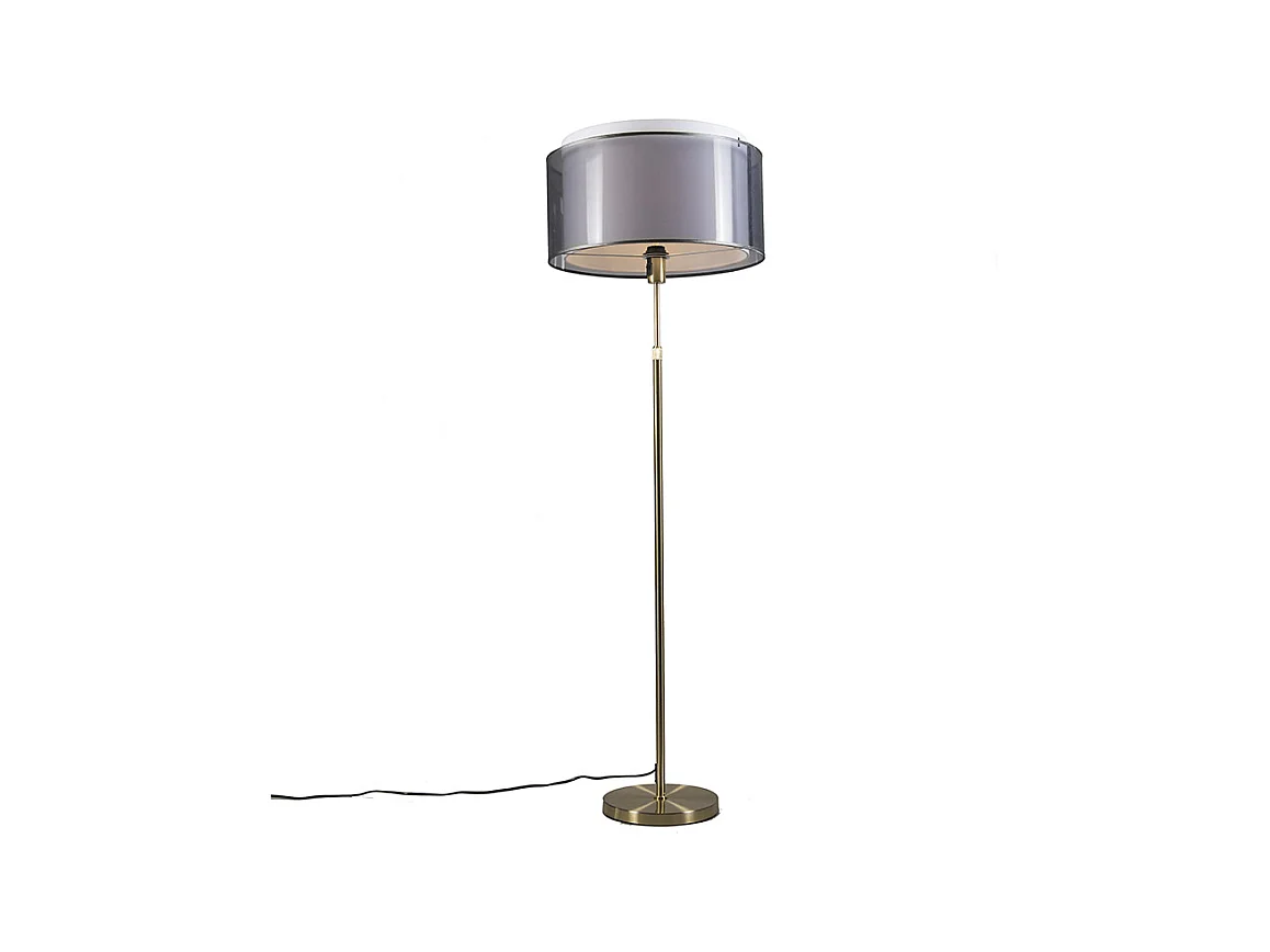 Lampadaire or / laiton avec abat-jour noir / blanc 47 cm - Parte
