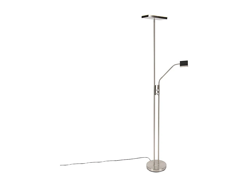 Lampadaire moderne avec LED et variateur de lumière avec lampe de lecture - Uplighter Jazzy