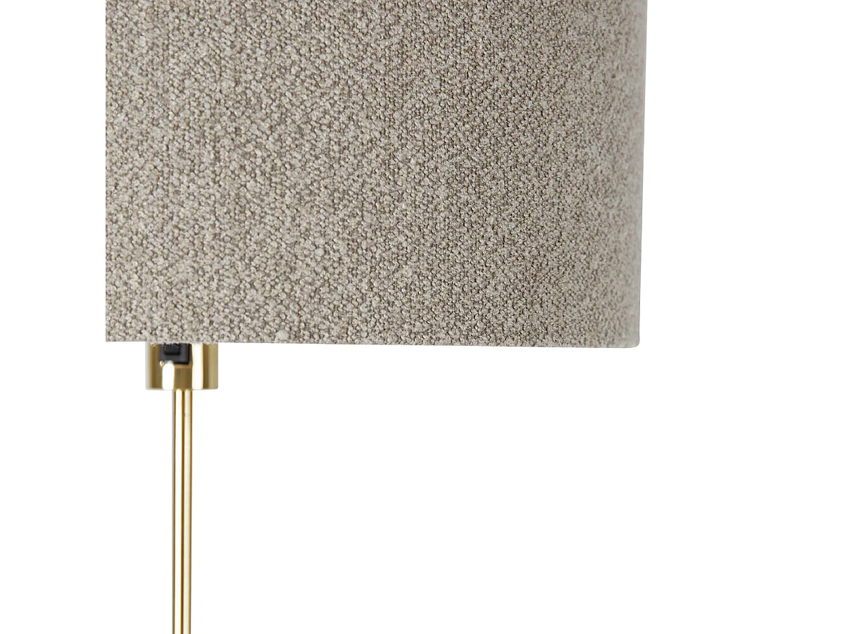 Lampadaire orientable or avec abat-jour bouclé taupe 50 cm - Parte