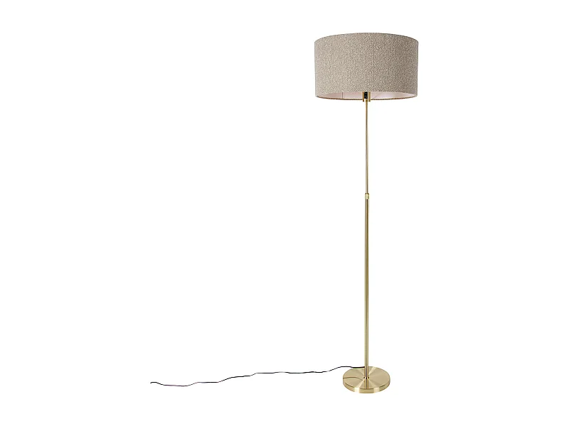 Lampadaire orientable or avec abat-jour bouclé taupe 50 cm - Parte