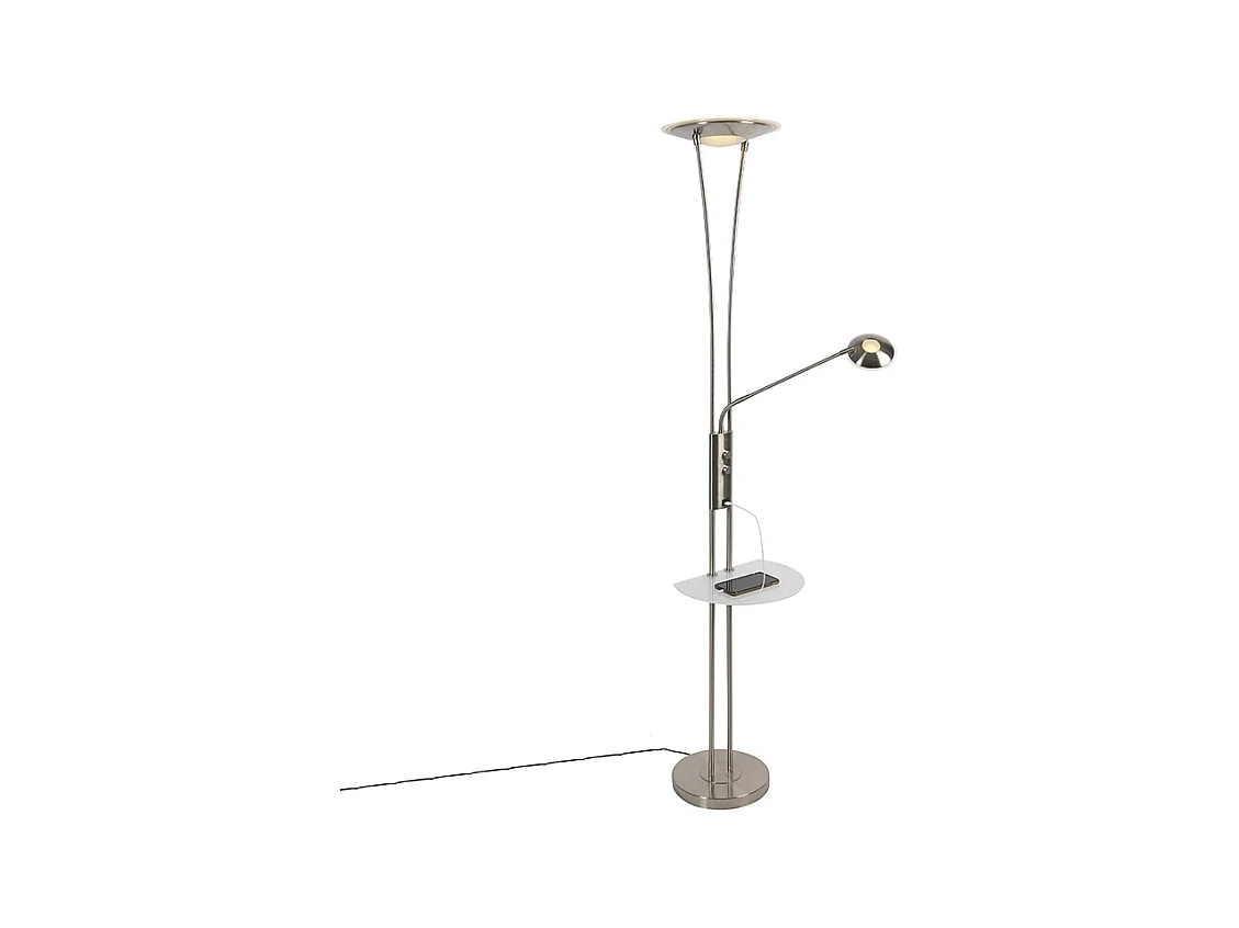 Lampadaire en acier avec bras de lecture avec LED et port USB - Séville