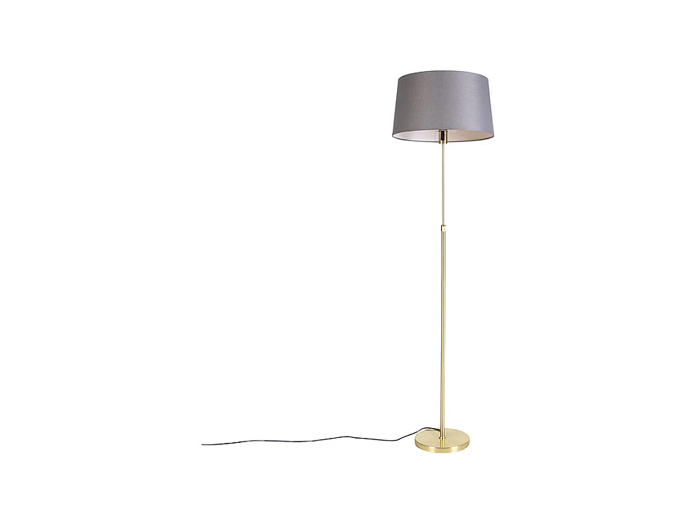 Lampadaire or / laiton avec abat-jour lin gris 45 cm - Parte