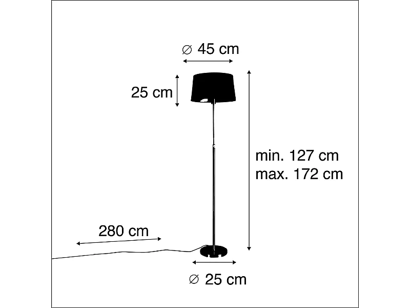 Lampadaire or/laiton avec abat-jour en lin gris 45 cm - Parte